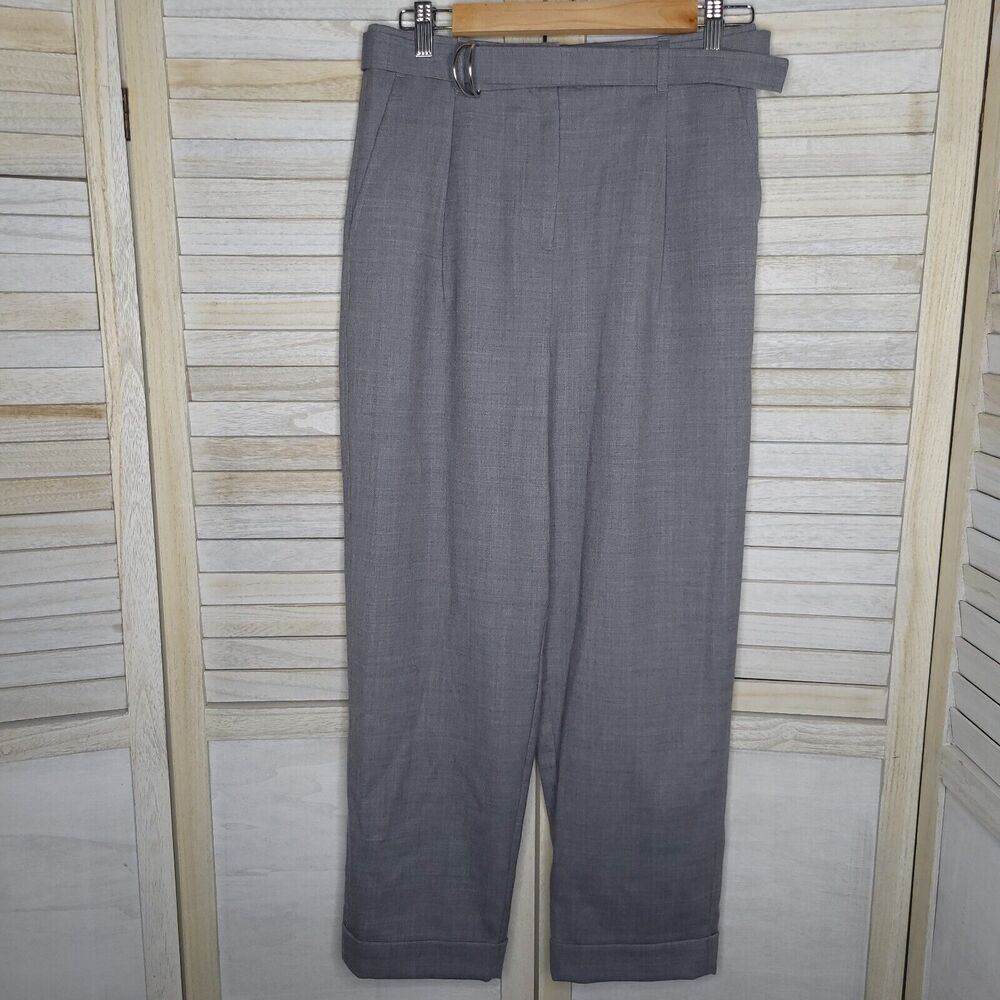 J. Crew Wool Gray Straight Leg High Rise Belt Trouser Pants Size 6 Pants 29